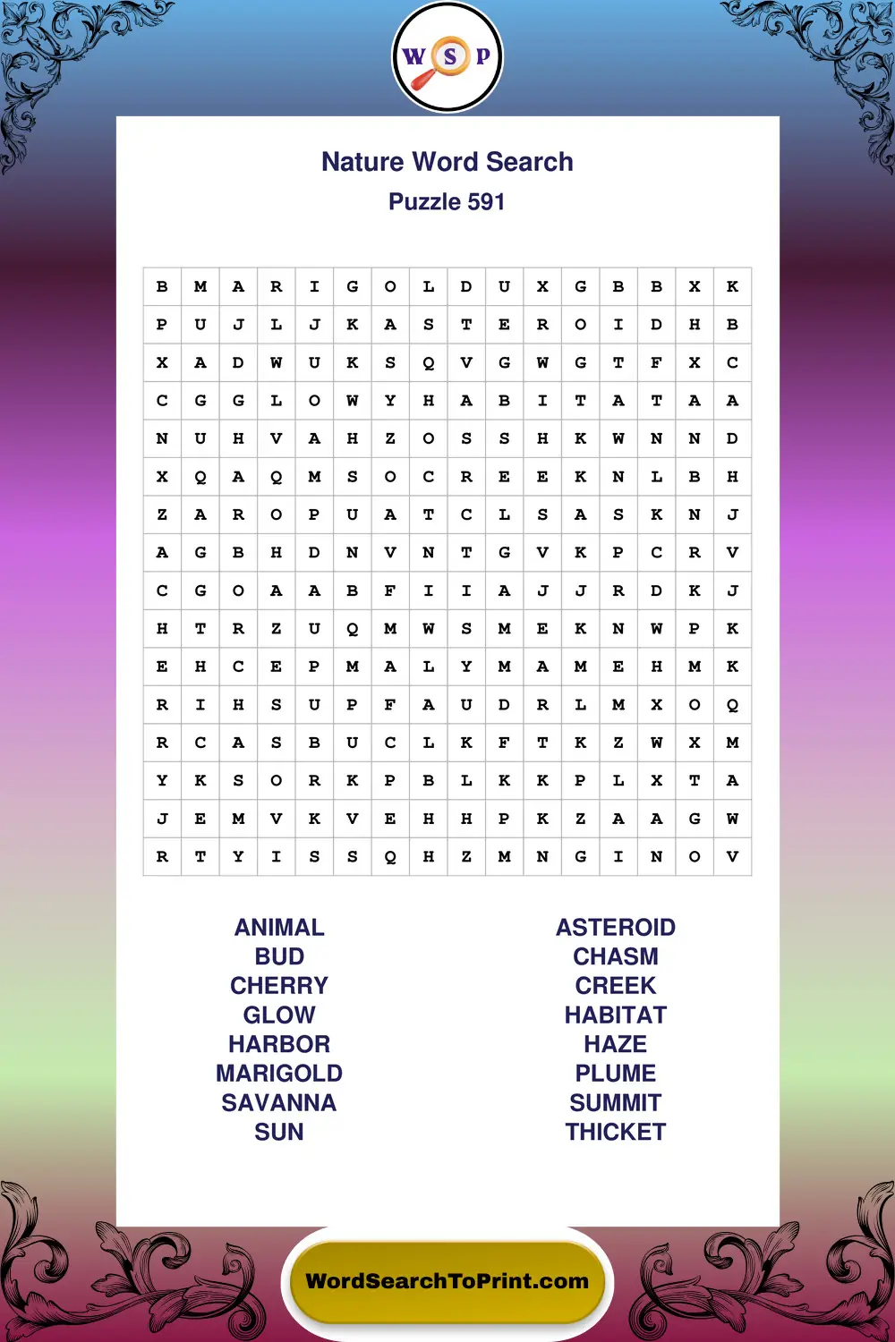 Nature Word Search Puzzle 591