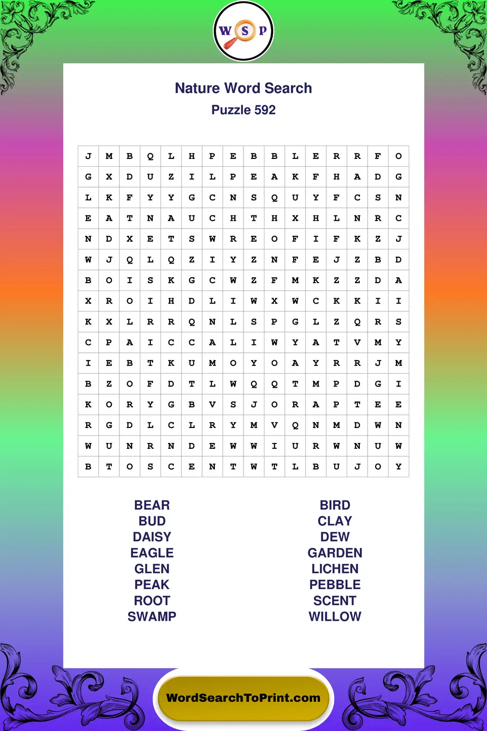 Nature Word Search Puzzle 592