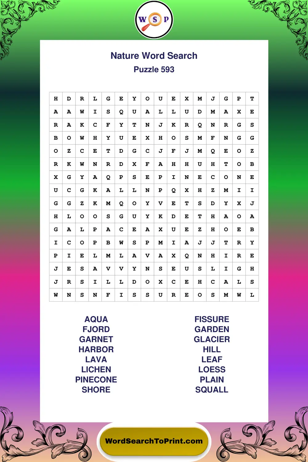 Nature Word Search Puzzle 593