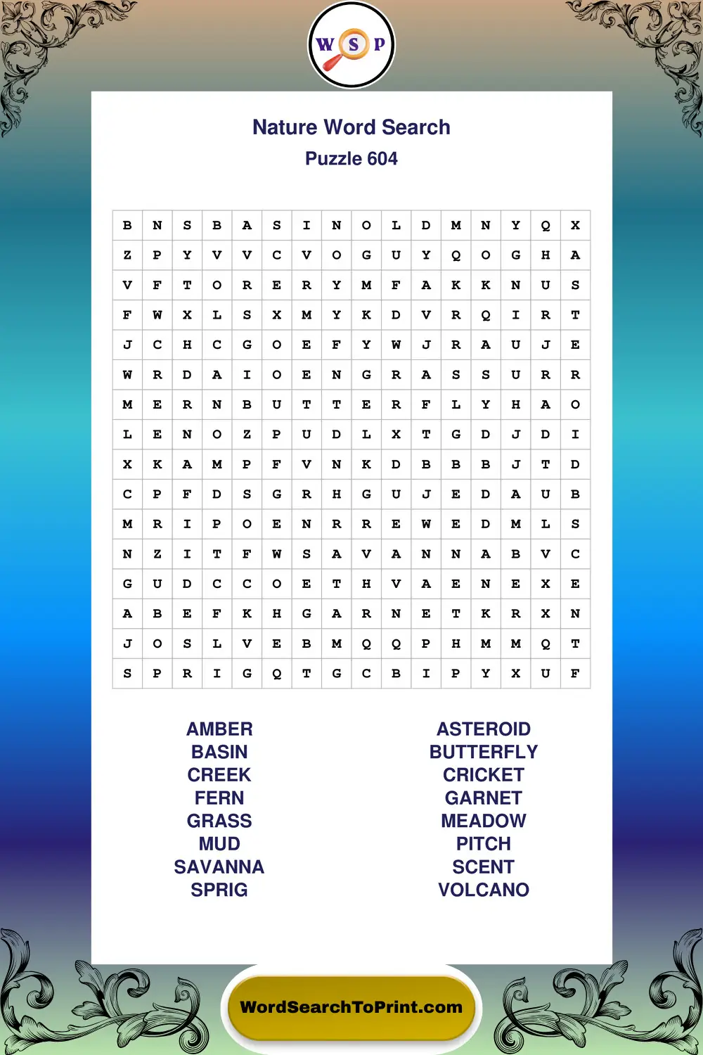 Nature Word Search Puzzle 604