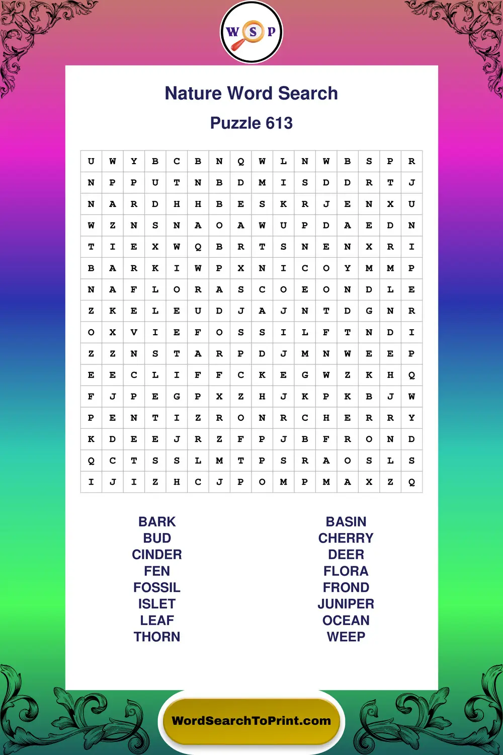 Nature Word Search Puzzle 613