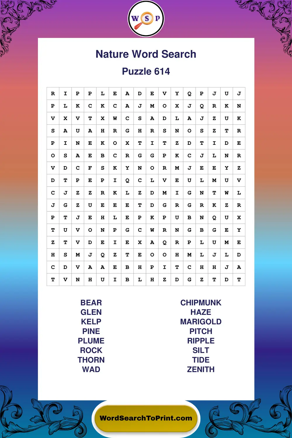 Nature Word Search Puzzle 614