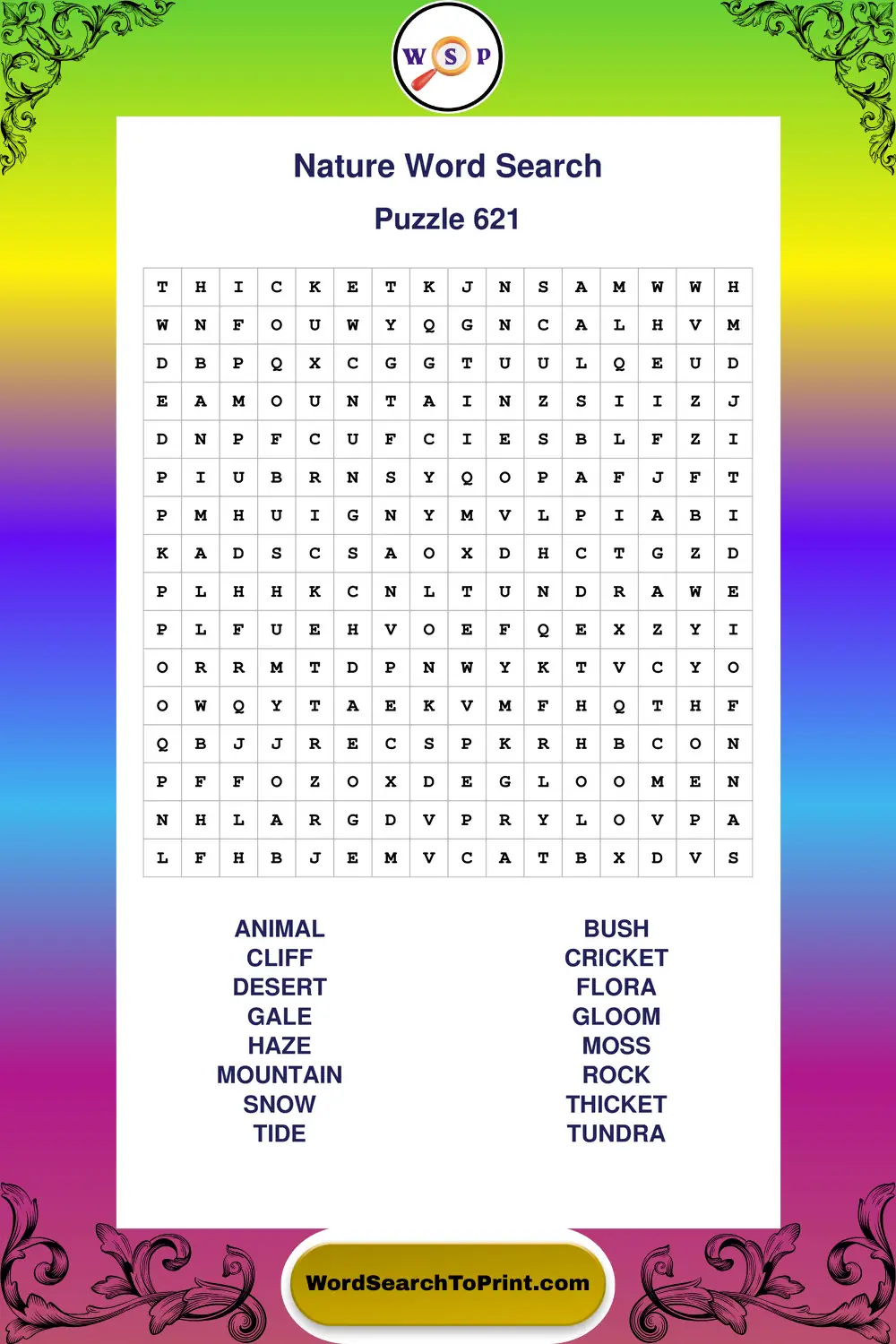 Nature Word Search Puzzle 621
