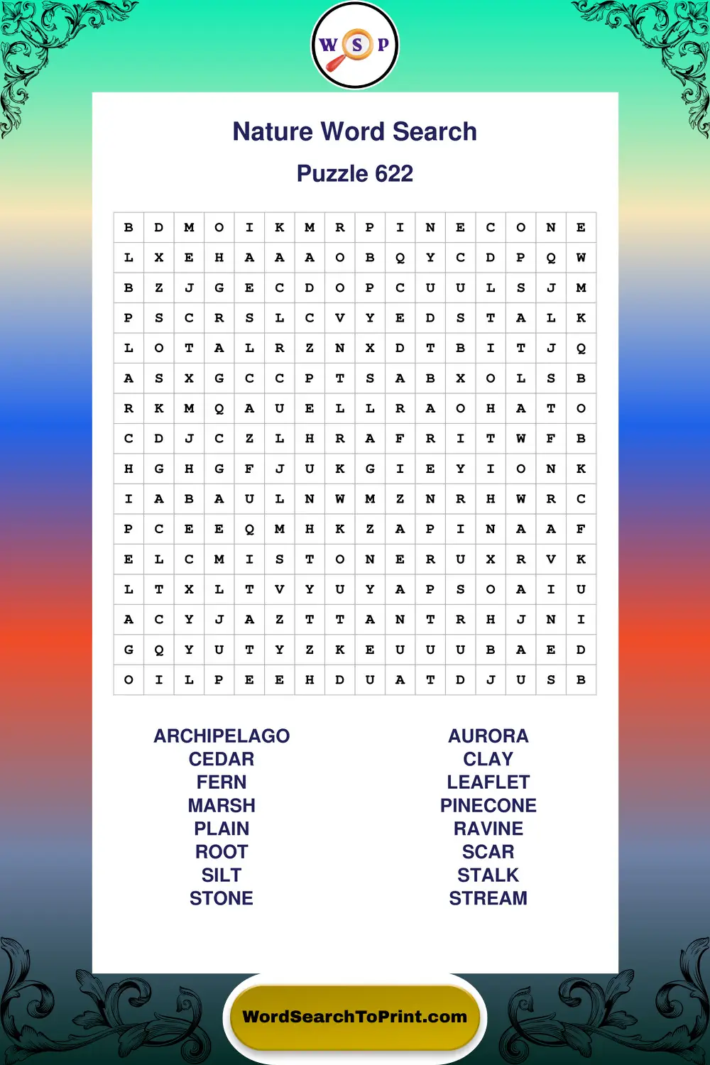 Nature Word Search Puzzle 622