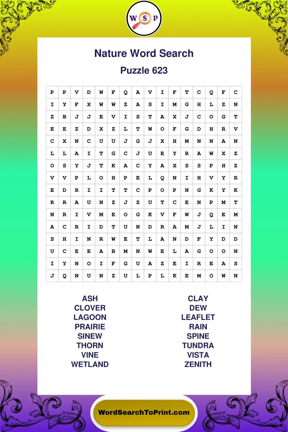 Nature Word Search Puzzle 623