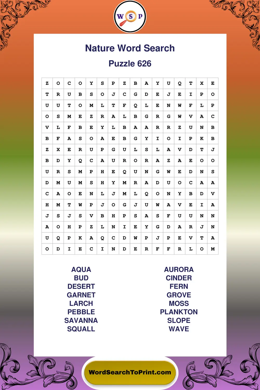 Nature Word Search Puzzle 626