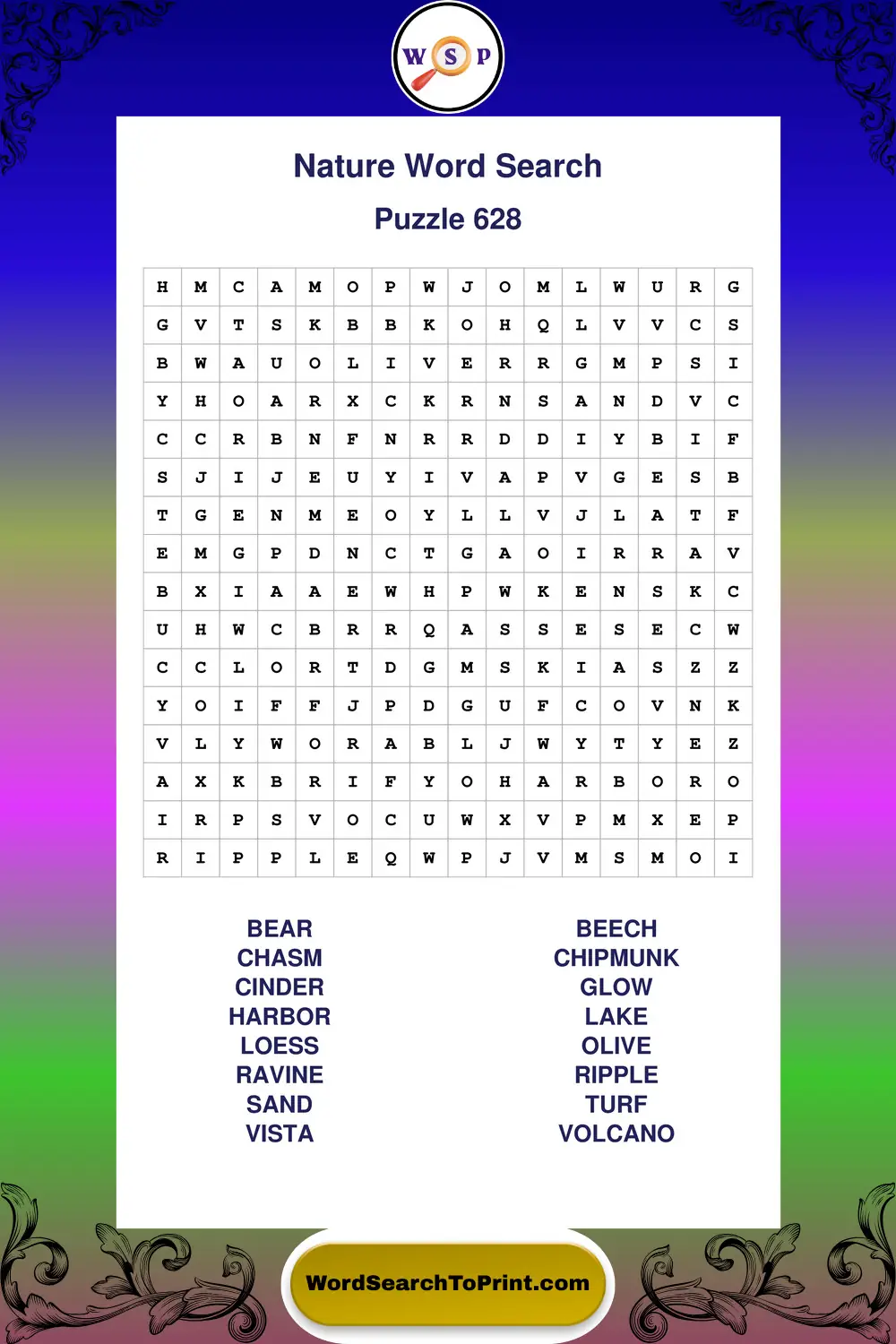 Nature Word Search Puzzle 628