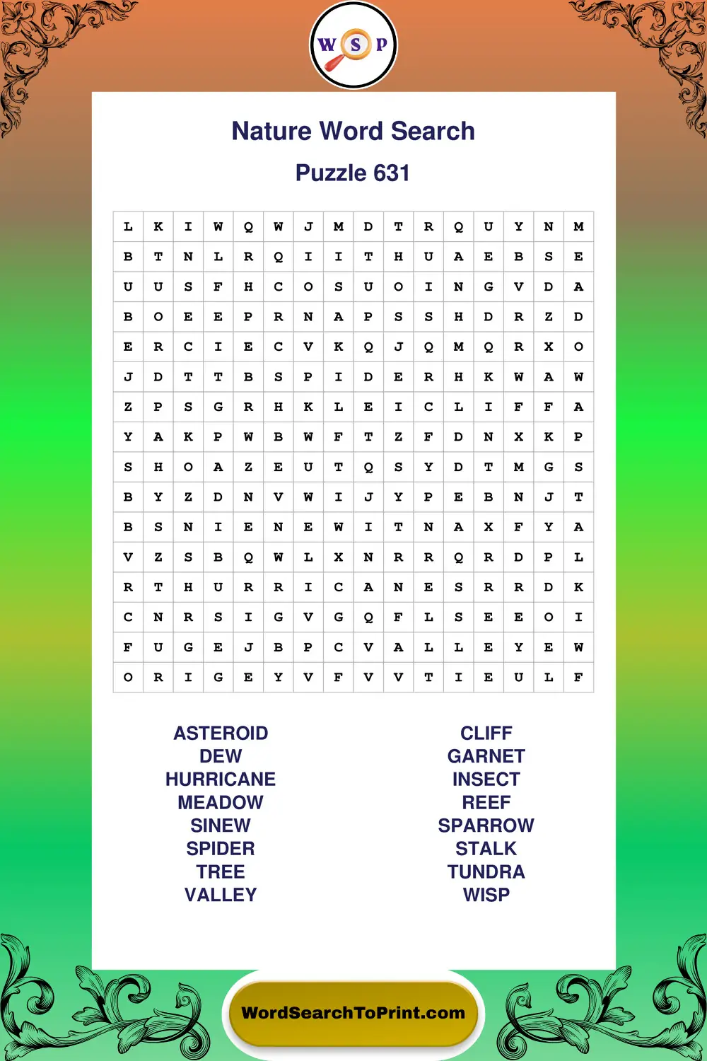 Nature Word Search Puzzle 631
