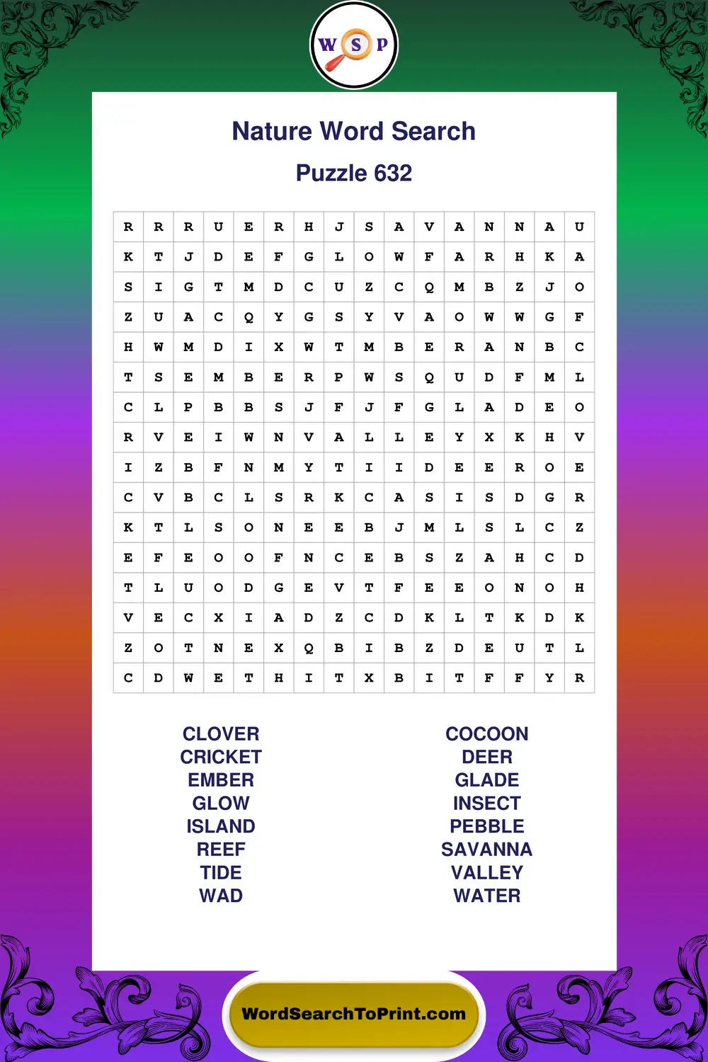 Nature Word Search Puzzle 632