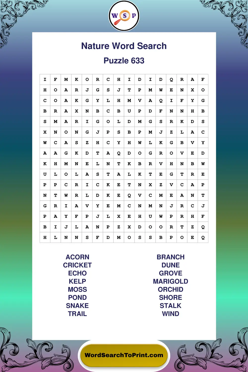Nature Word Search Puzzle 633