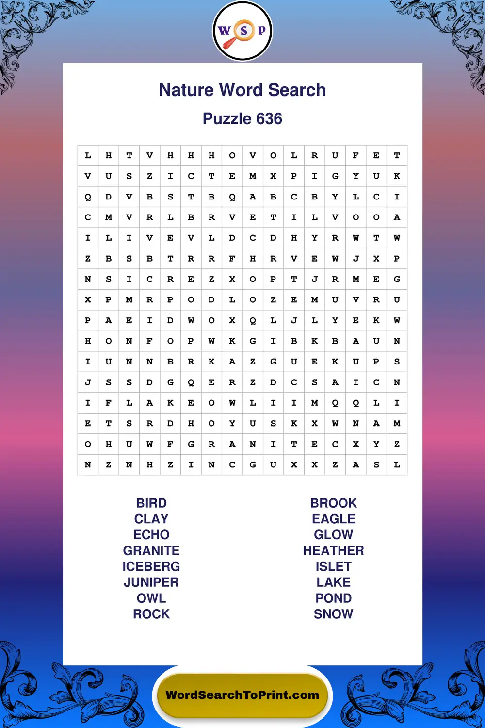 Nature Word Search Puzzle 636