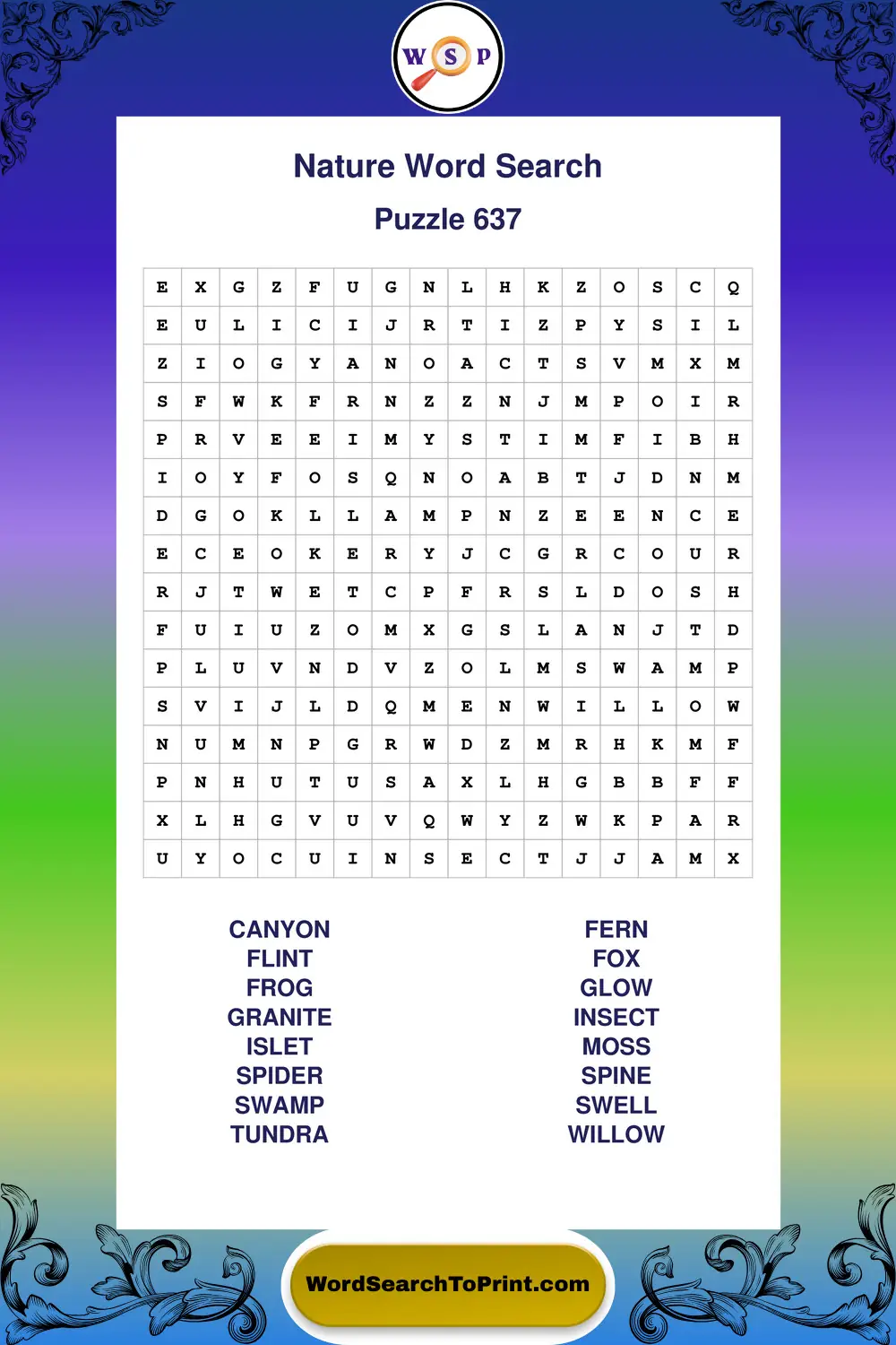 Nature Word Search Puzzle 637