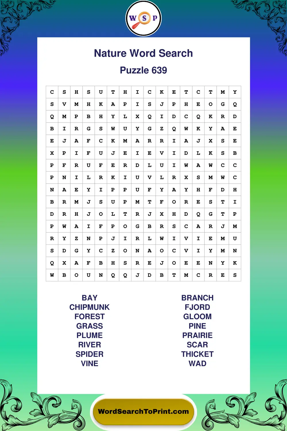 Nature Word Search Puzzle 639