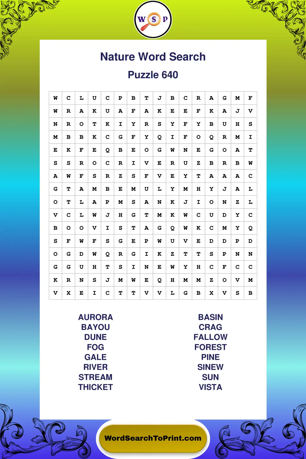 Nature Word Search Puzzle 640