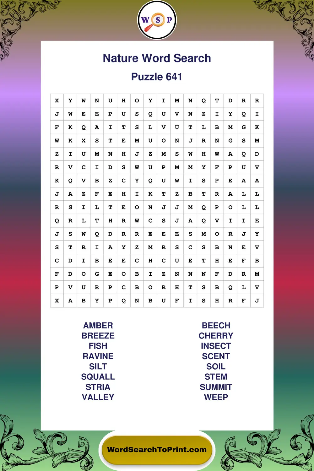 Nature Word Search Puzzle 641