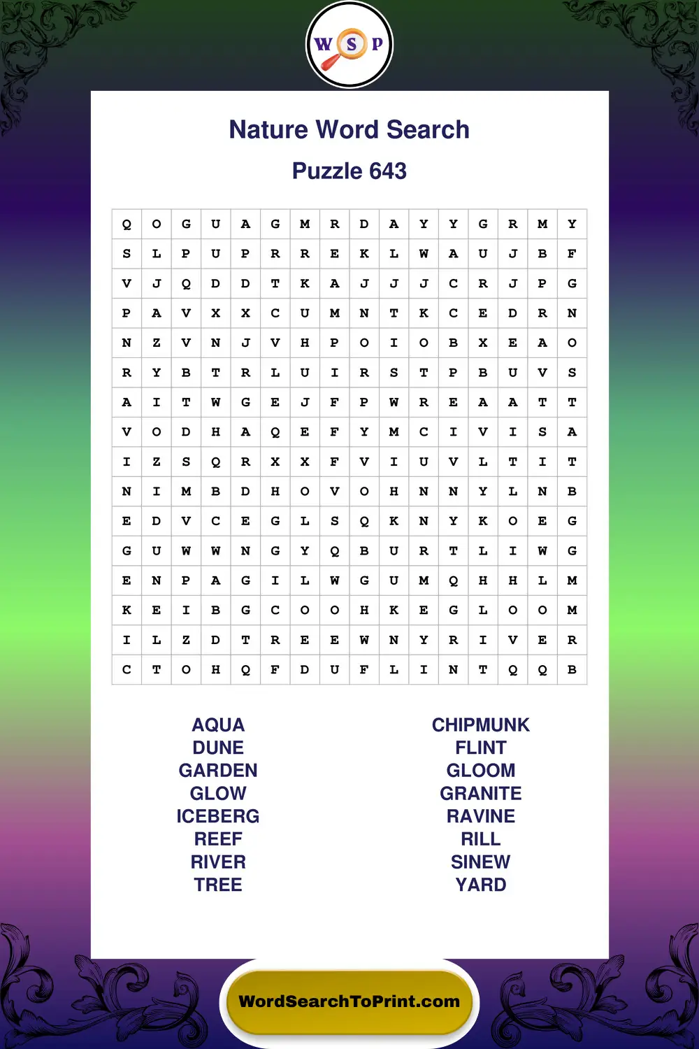 Nature Word Search Puzzle 643