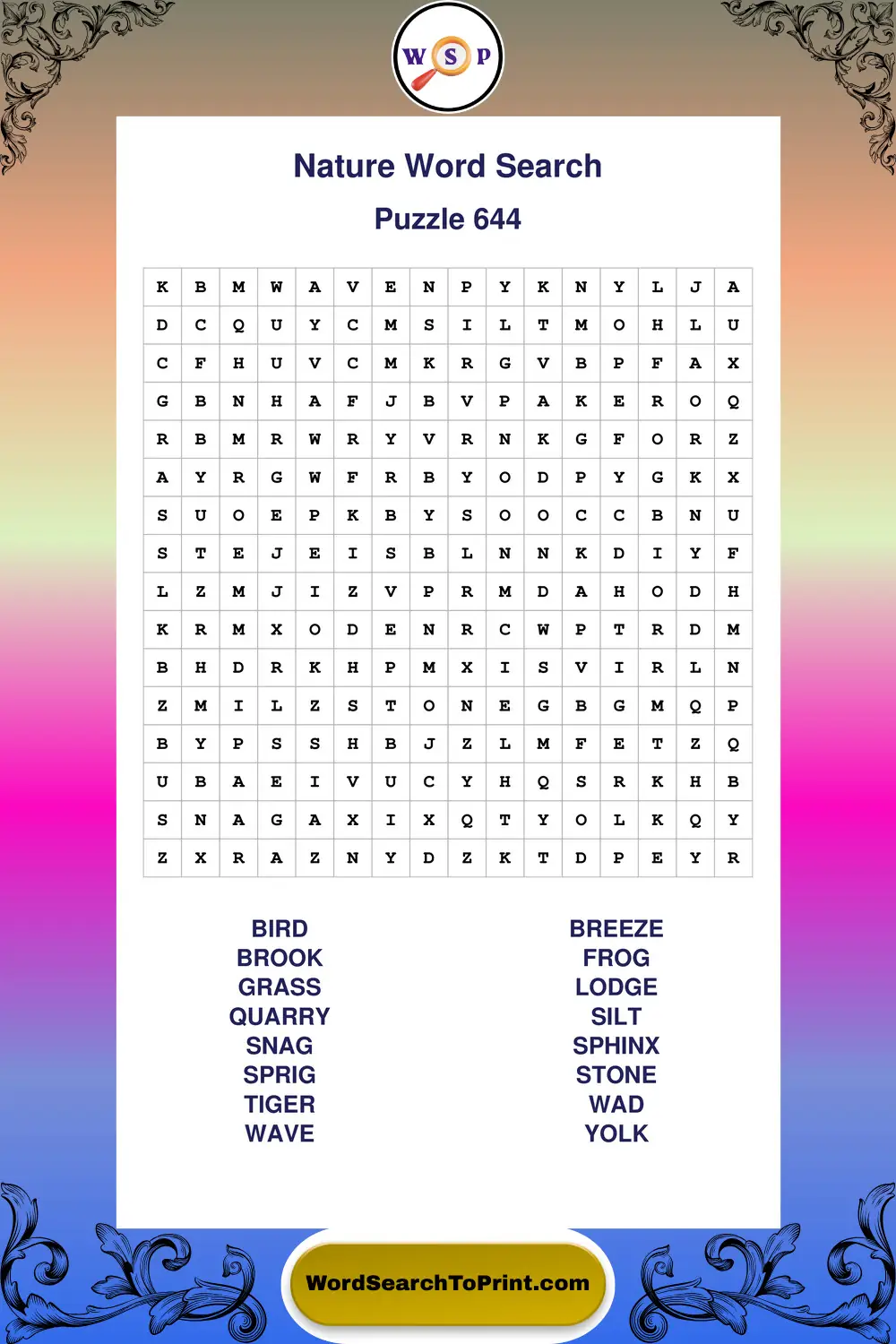 Nature Word Search Puzzle 644