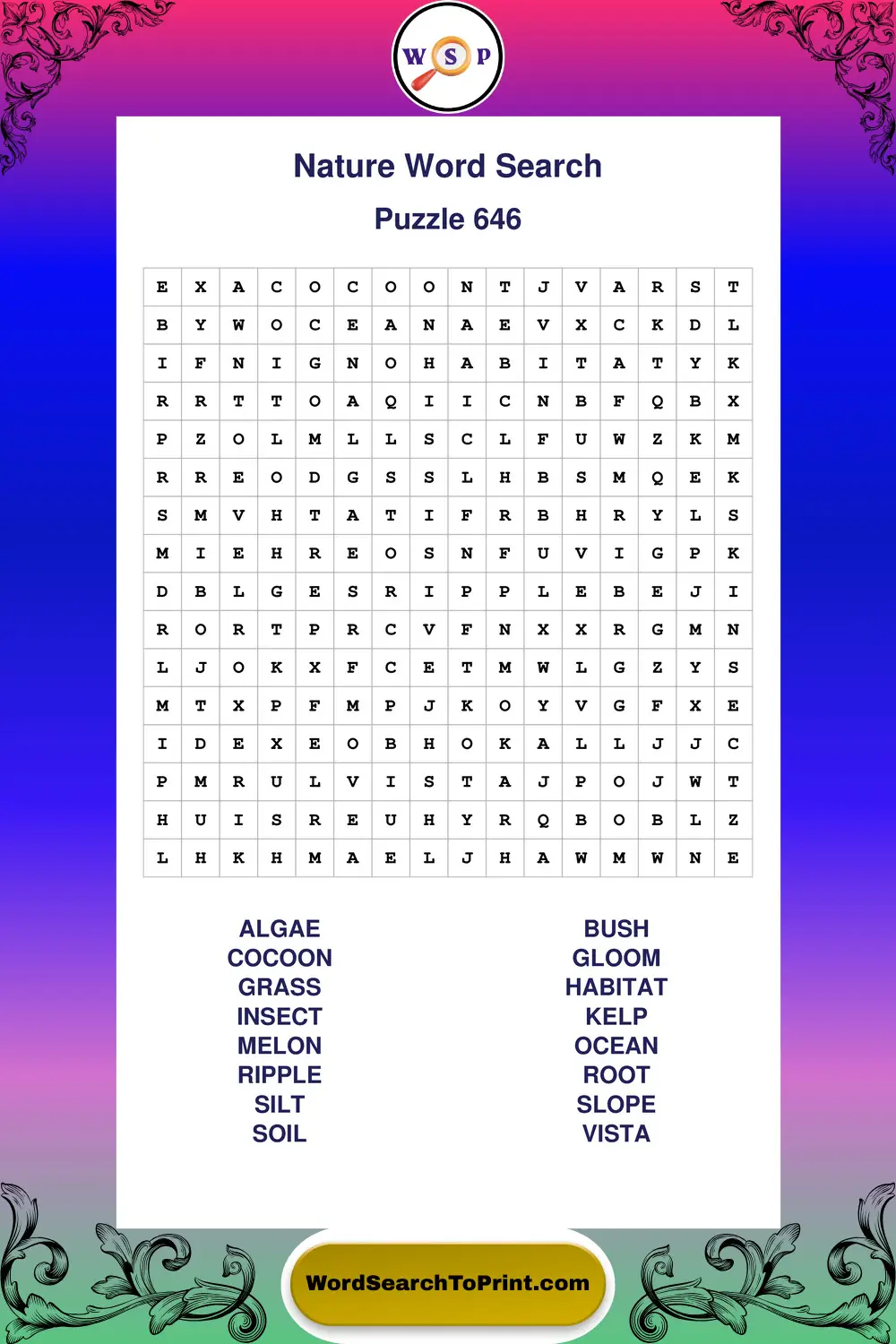 Nature Word Search Puzzle 646