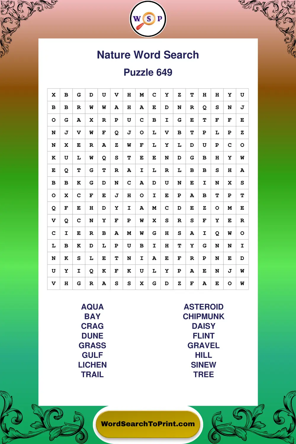 Nature Word Search Puzzle 649