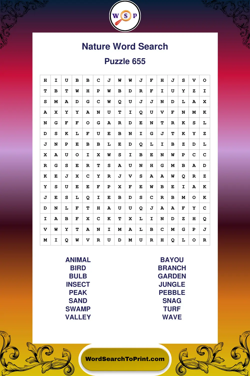 Nature Word Search Puzzle 655