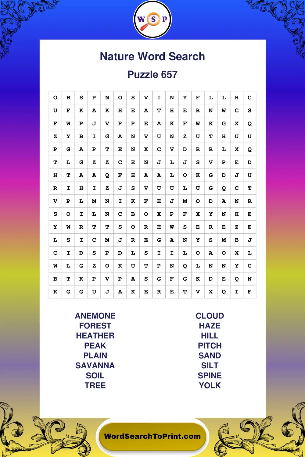 Nature Word Search Puzzle 657