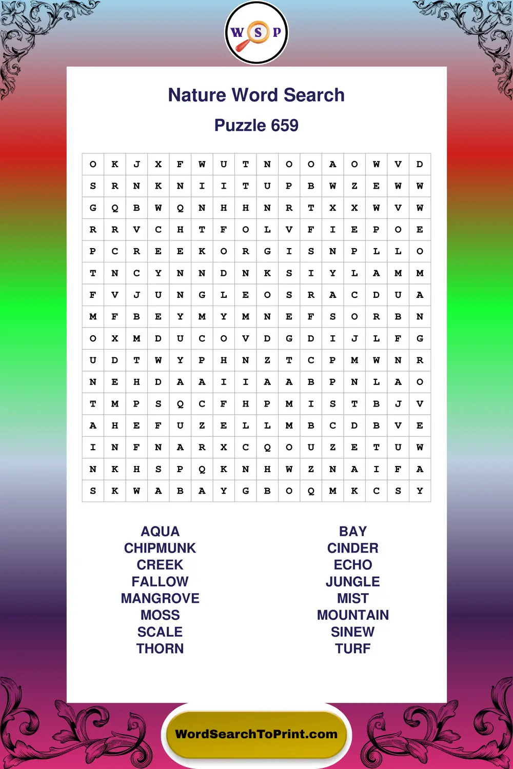 Nature Word Search Puzzle 659
