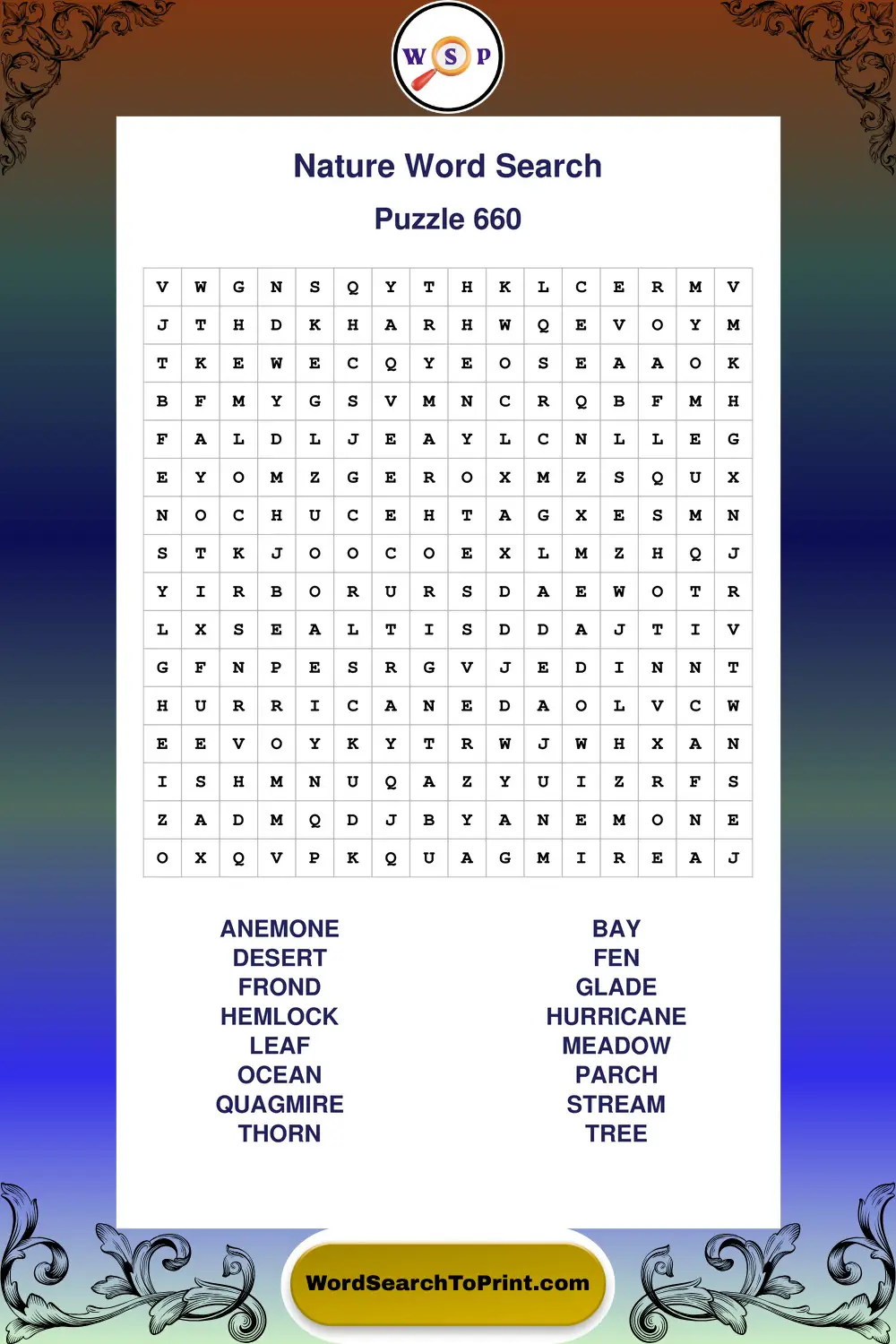 Nature Word Search Puzzle 660