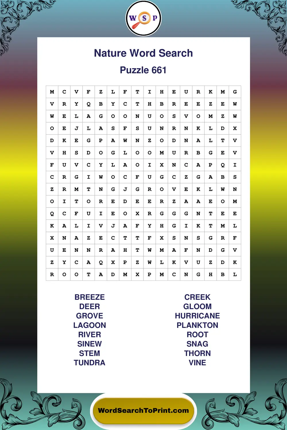 Nature Word Search Puzzle 661