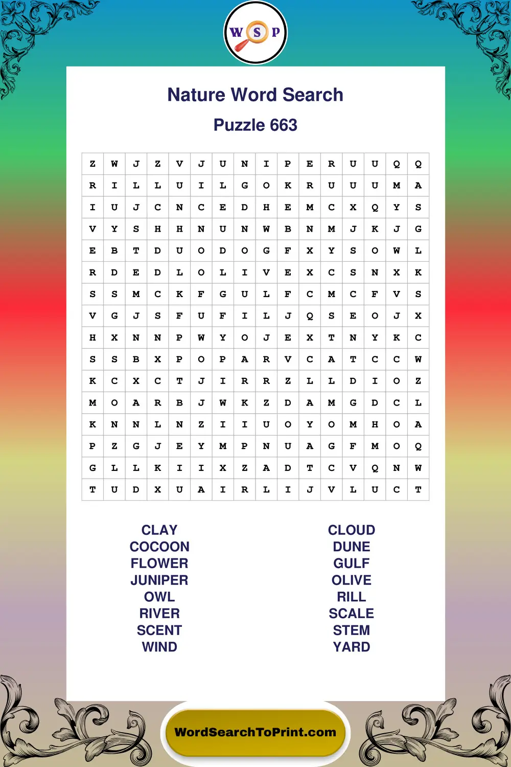 Nature Word Search Puzzle 663