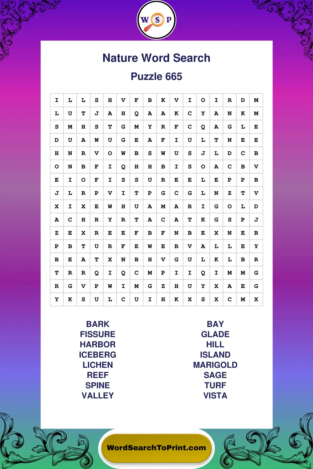 Nature Word Search Puzzle 665