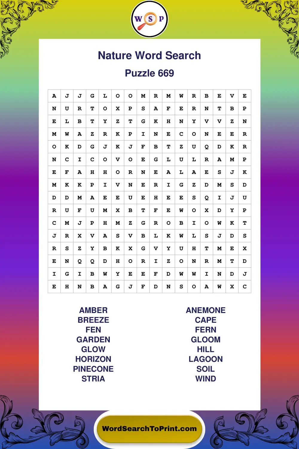 Nature Word Search Puzzle 669