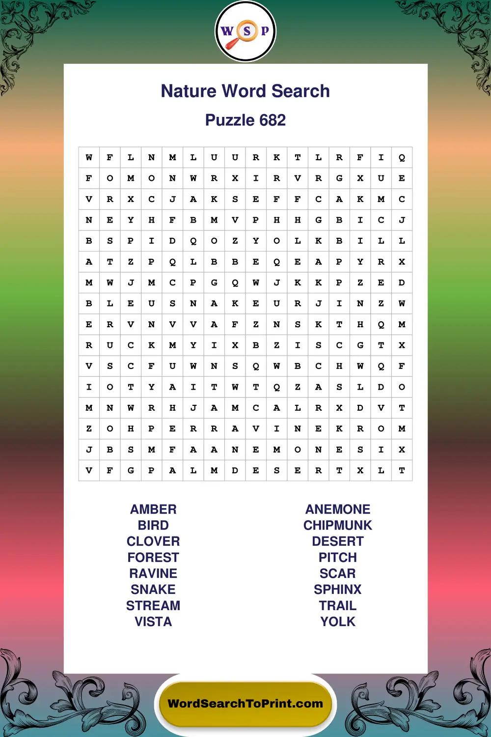 Nature Word Search Puzzle 682