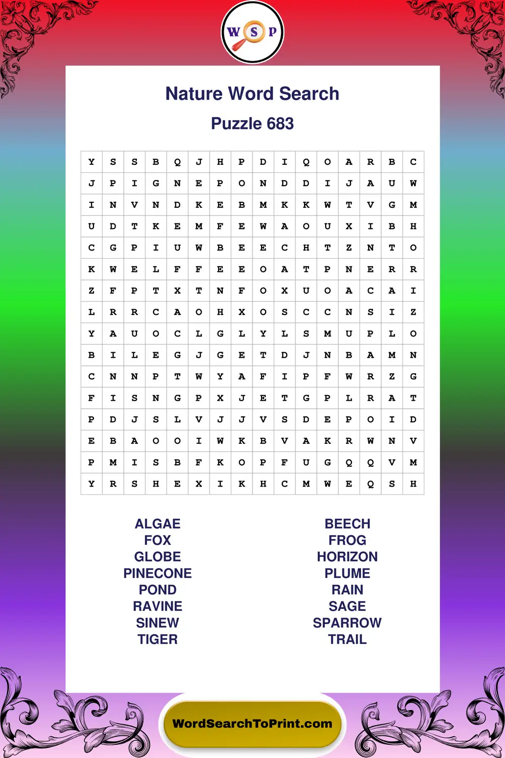 Nature Word Search Puzzle 683