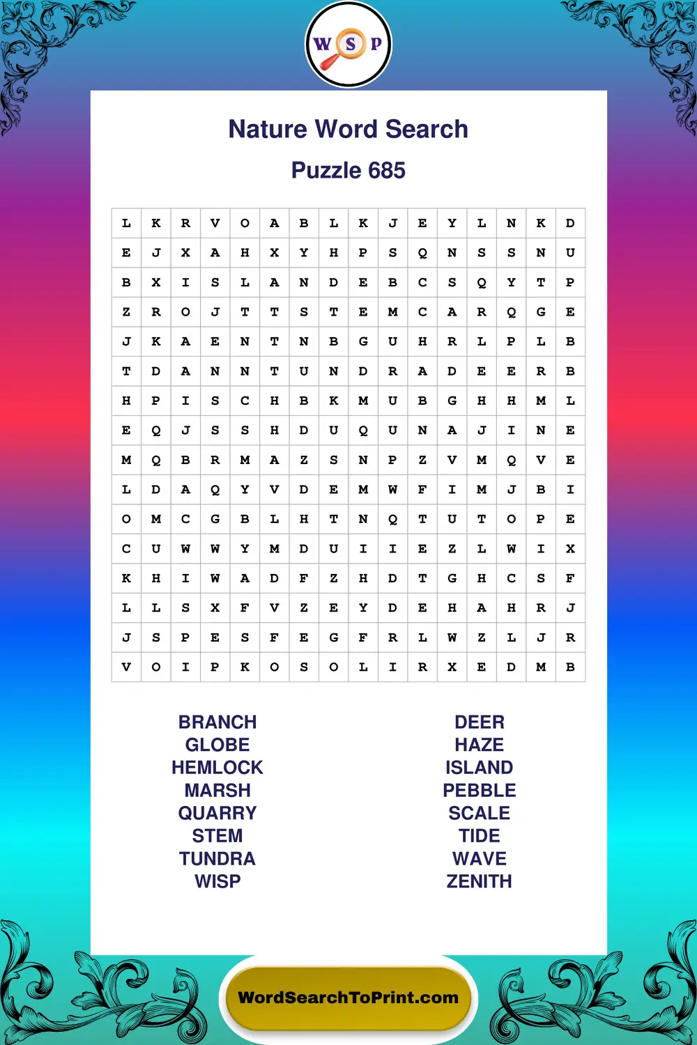 Nature Word Search Puzzle 685