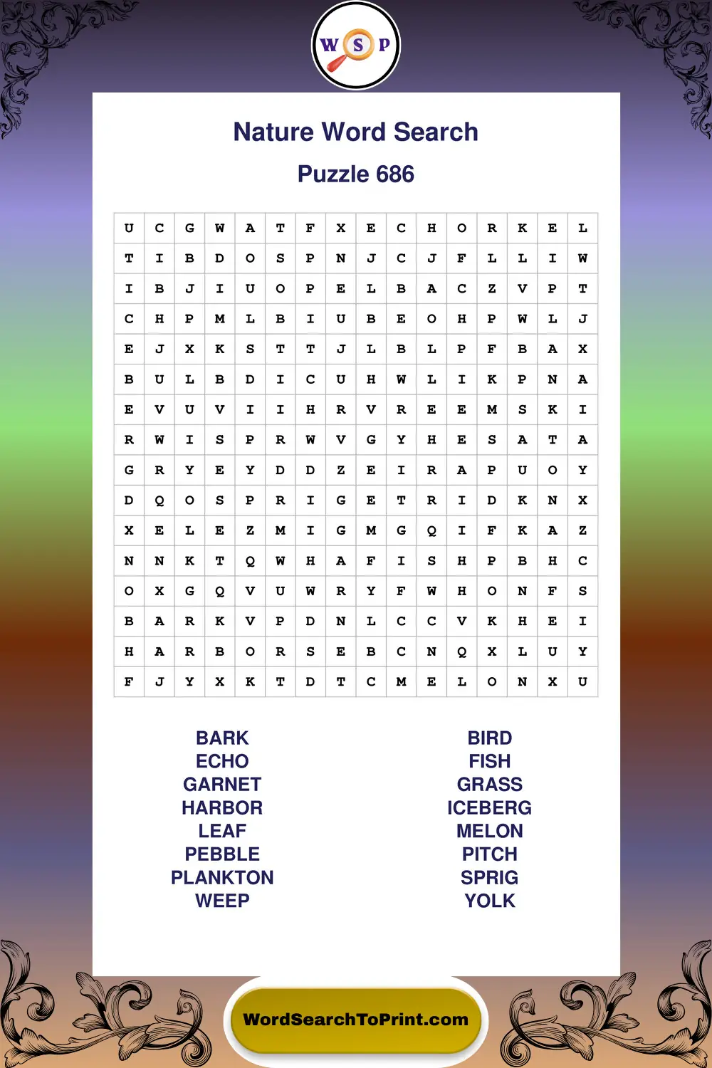 Nature Word Search Puzzle 686