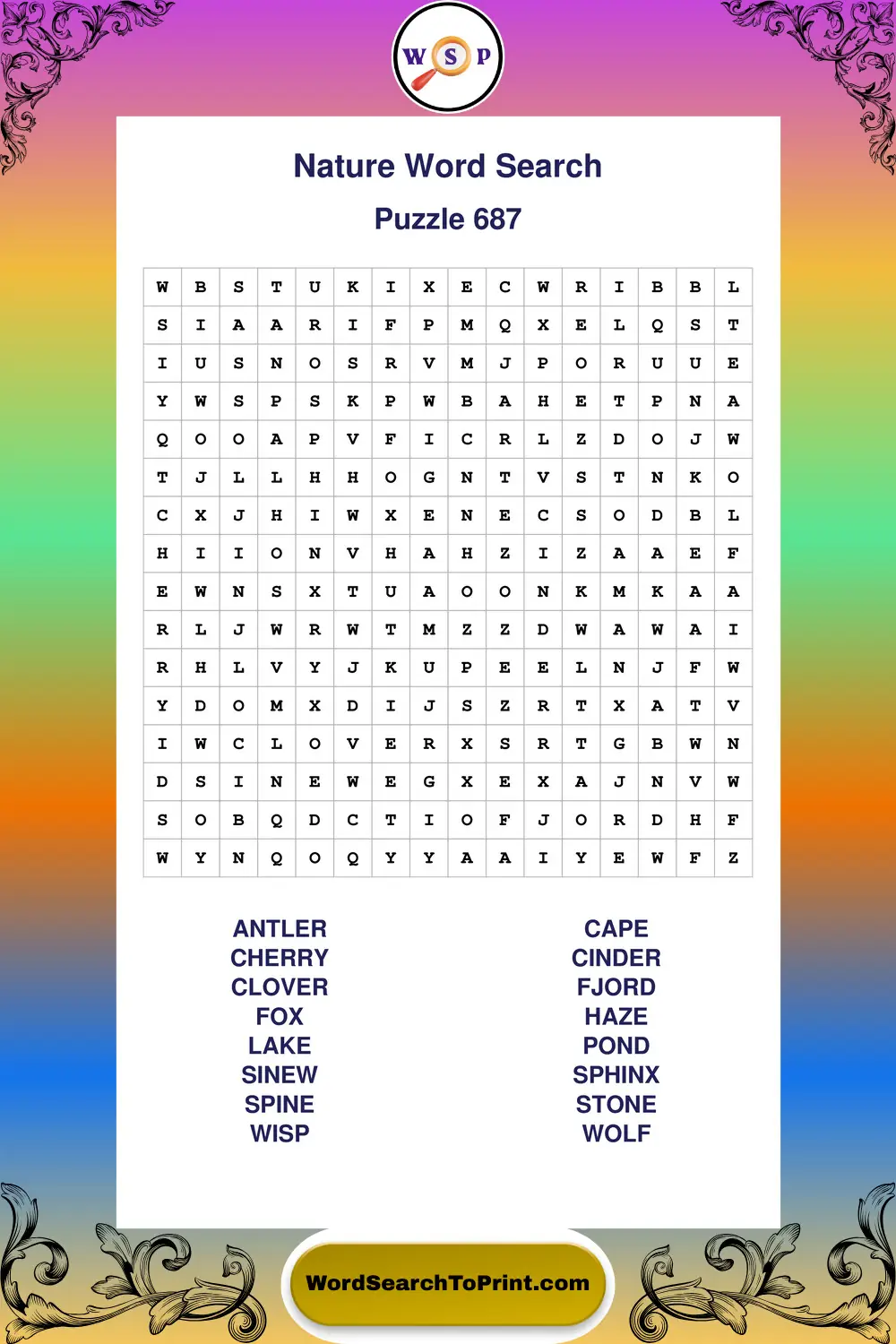 Nature Word Search Puzzle 687