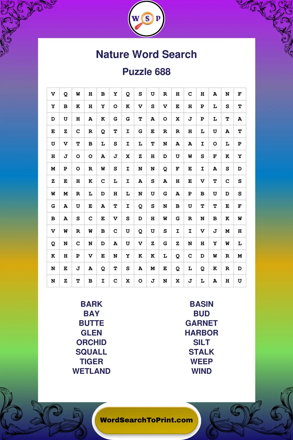 Nature Word Search Puzzle 688