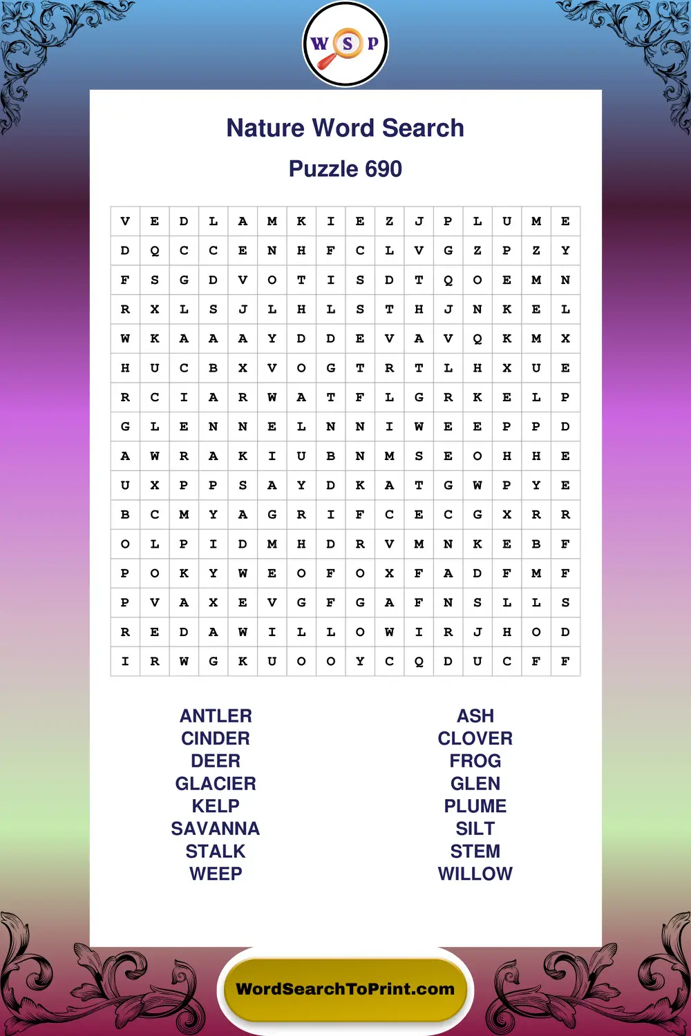 Nature Word Search Puzzle 690
