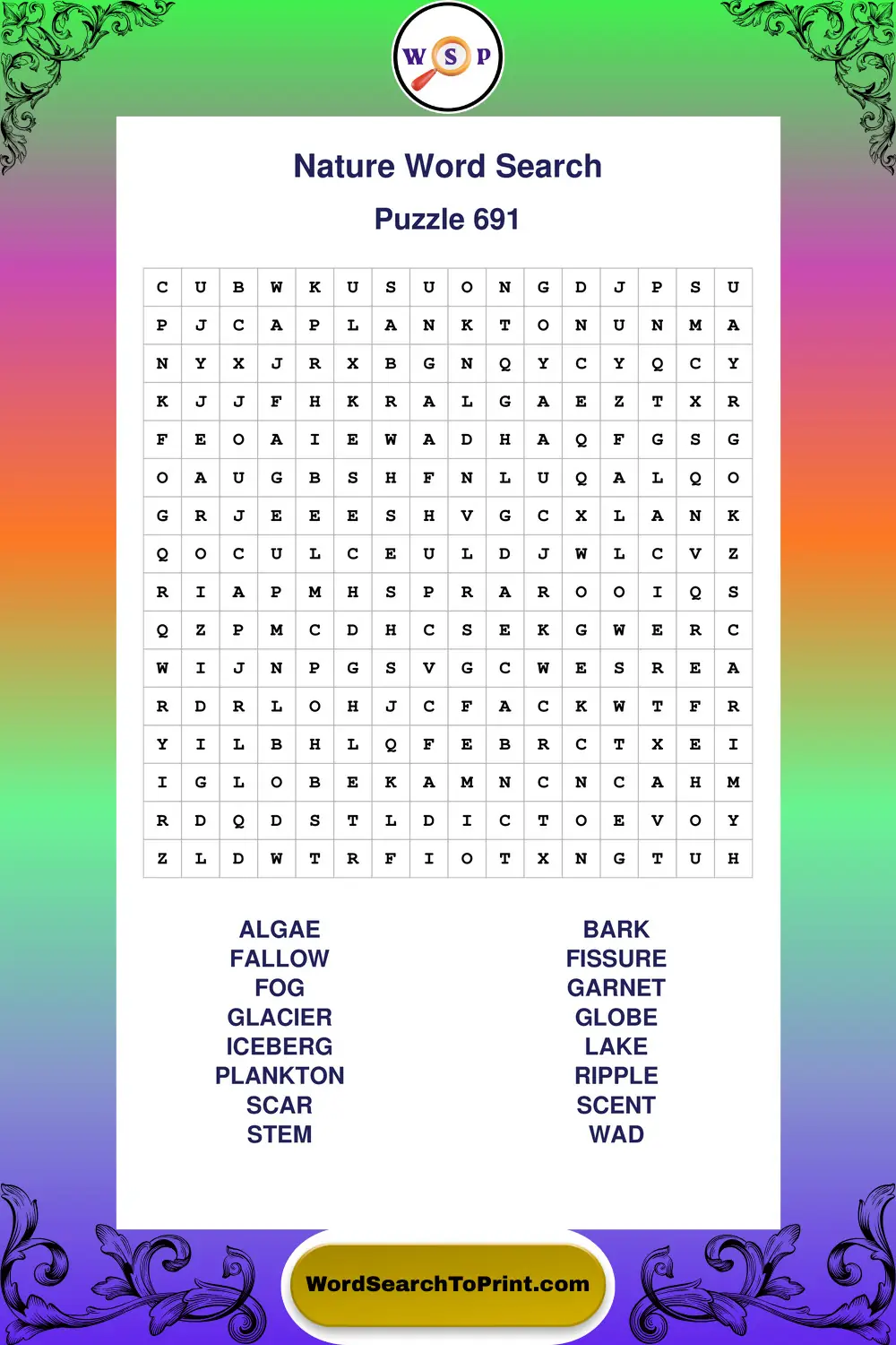 Nature Word Search Puzzle 691