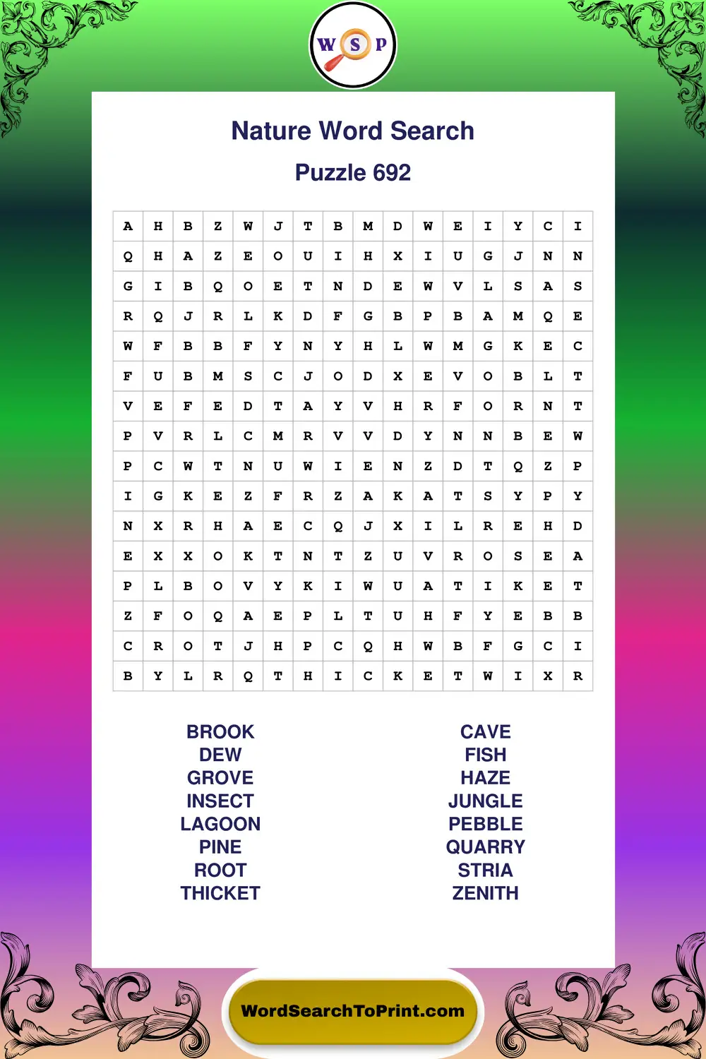 Nature Word Search Puzzle 692