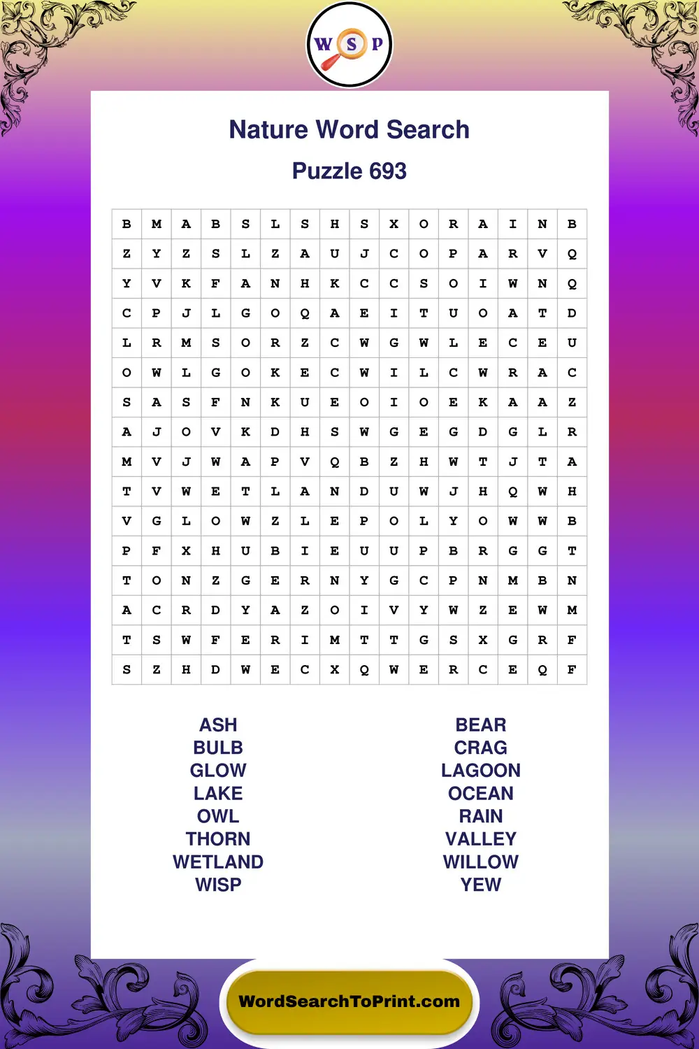 Nature Word Search Puzzle 693