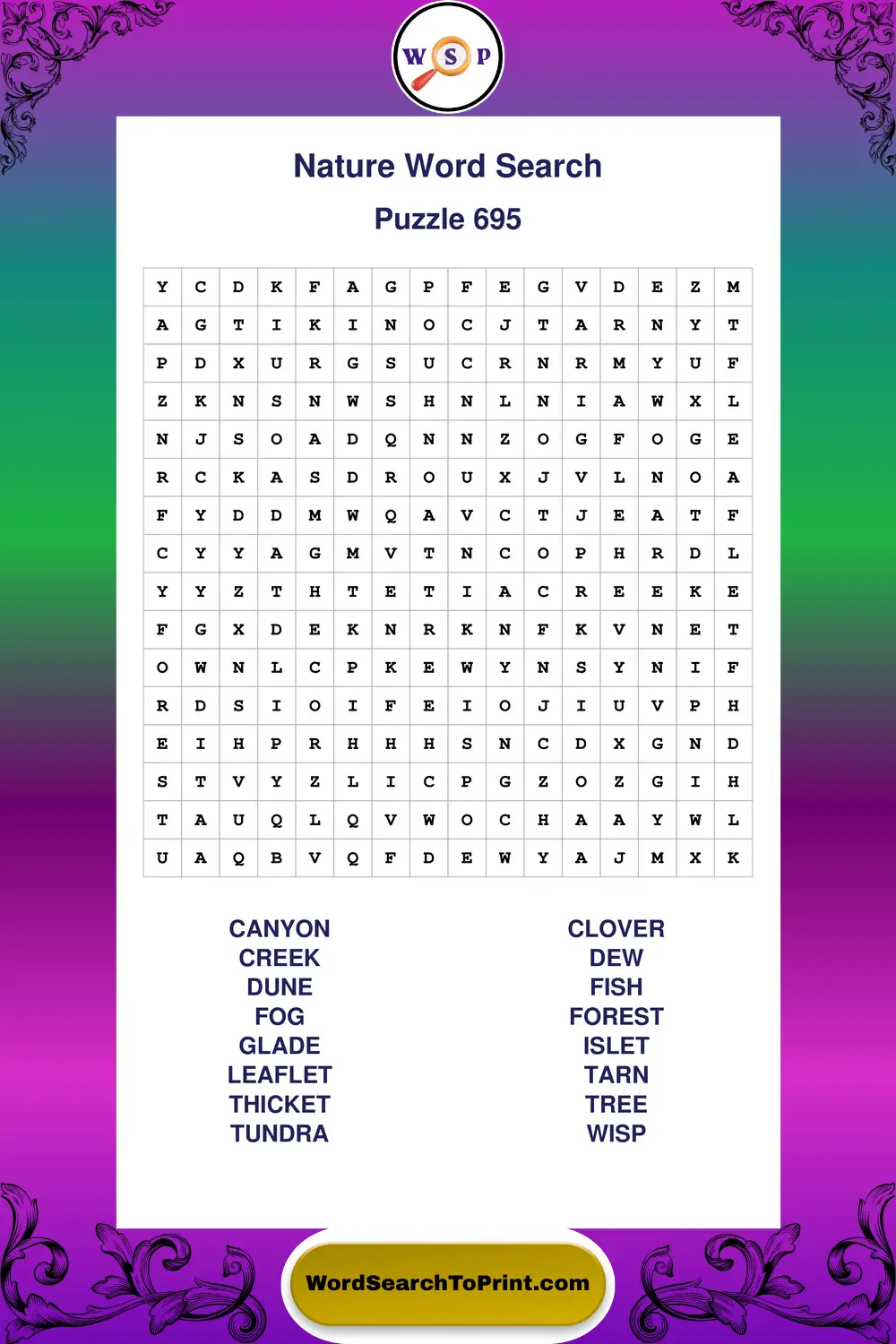 Nature Word Search Puzzle 695