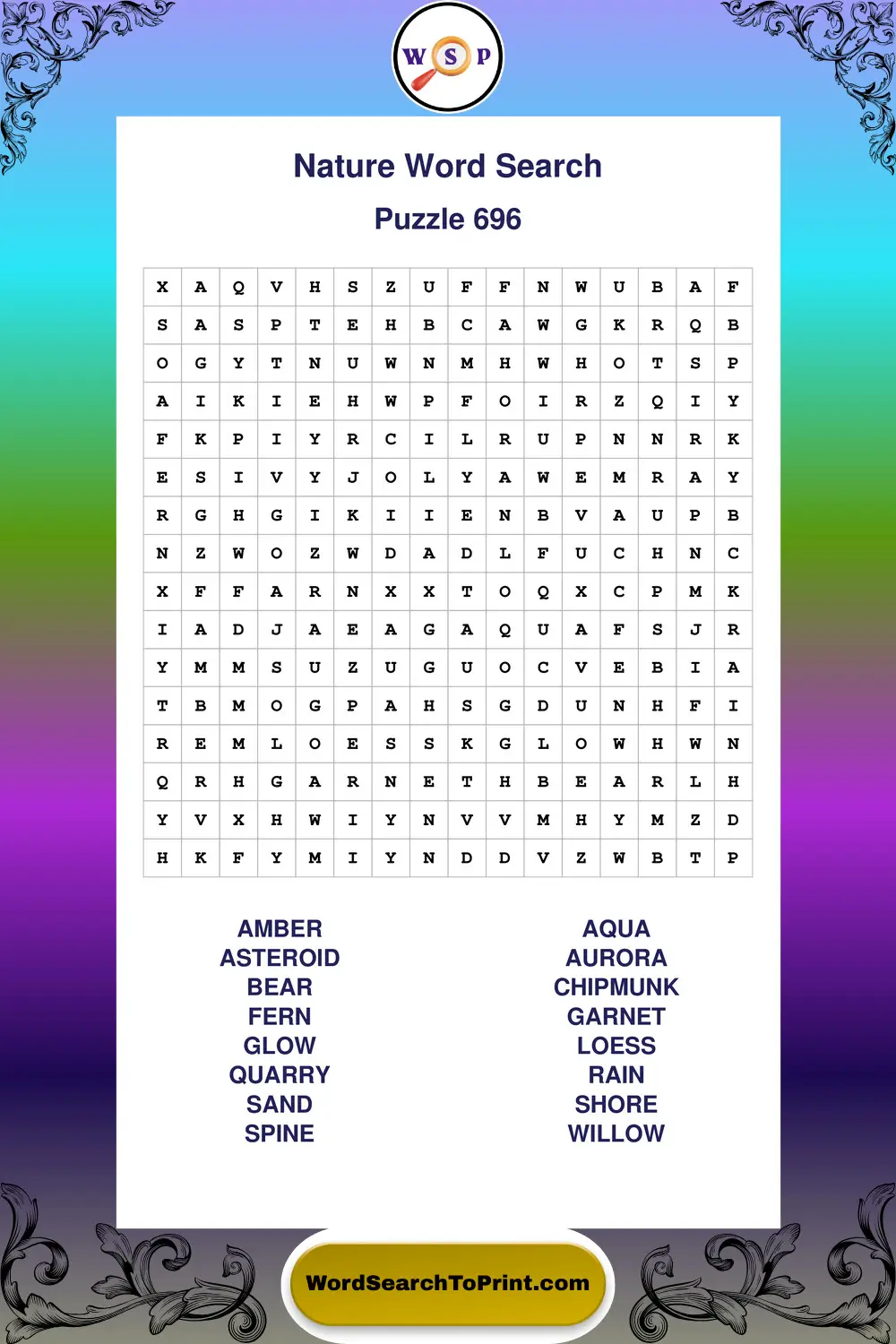 Nature Word Search Puzzle 696