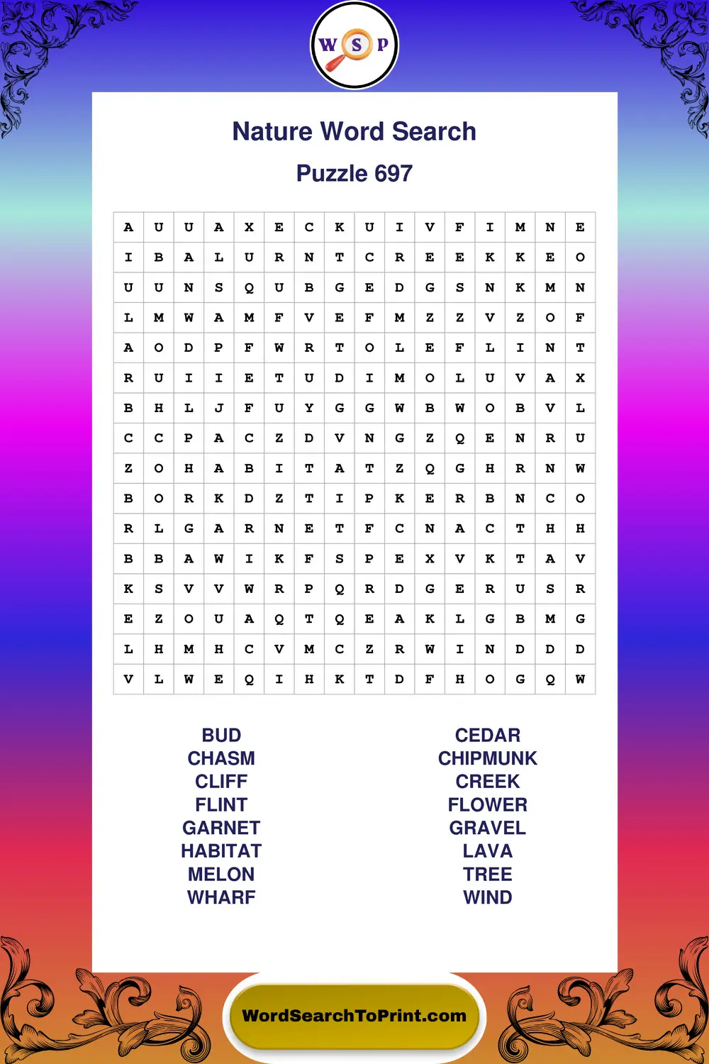 Nature Word Search Puzzle 697