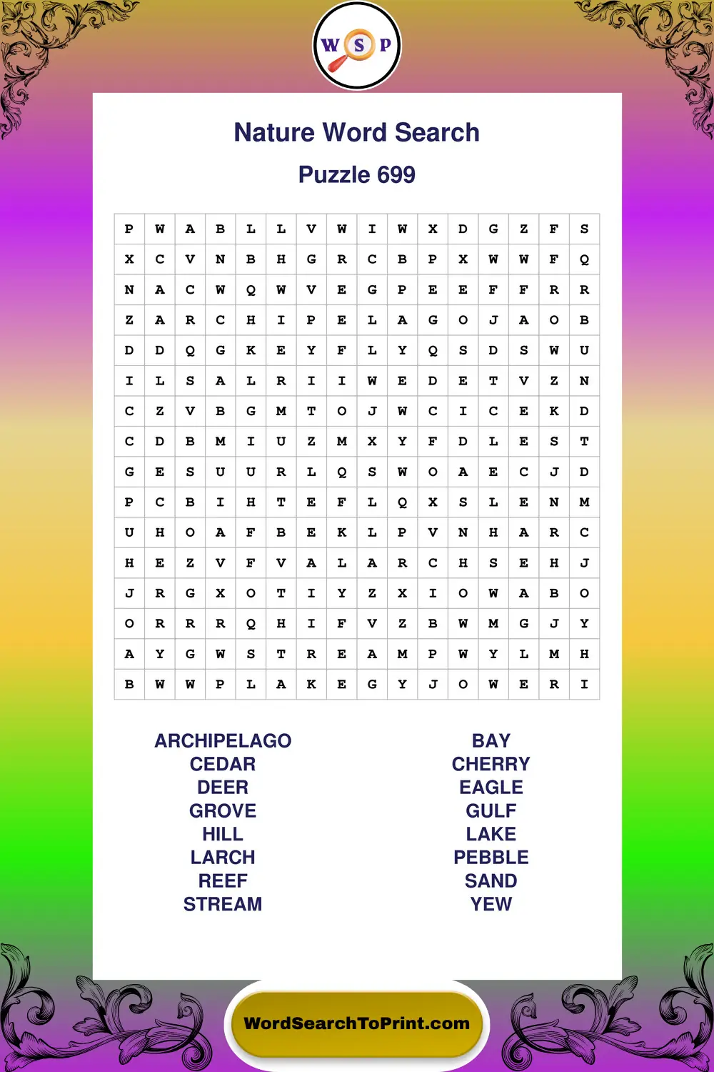 Nature Word Search Puzzle 699