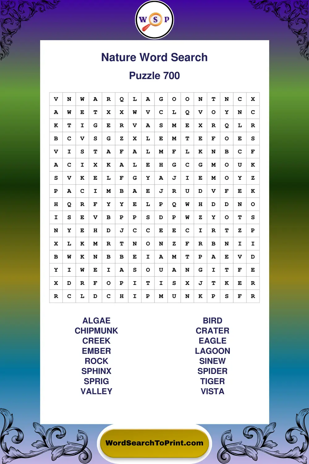 Nature Word Search Puzzle 700