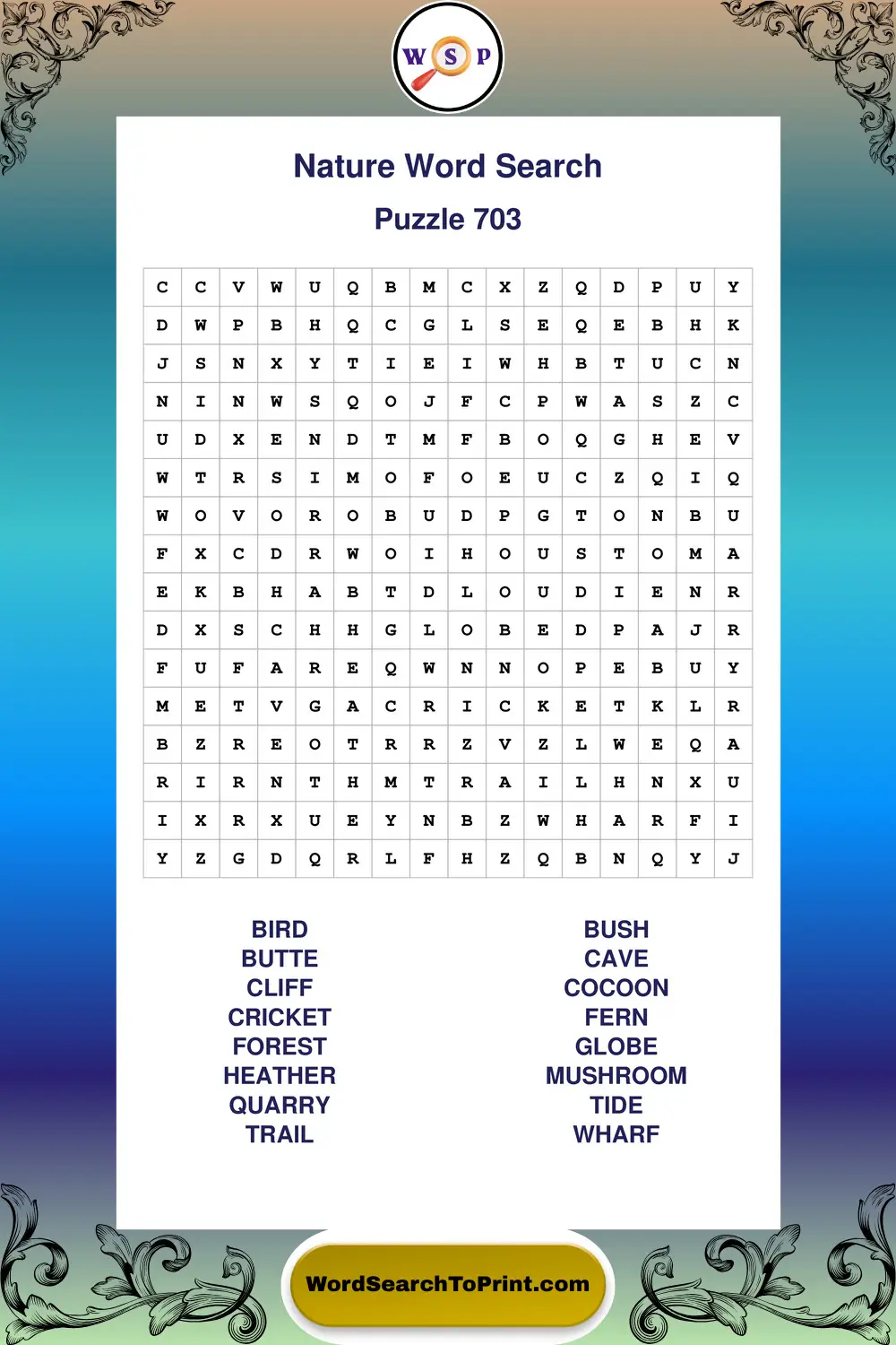 Nature Word Search Puzzle 703