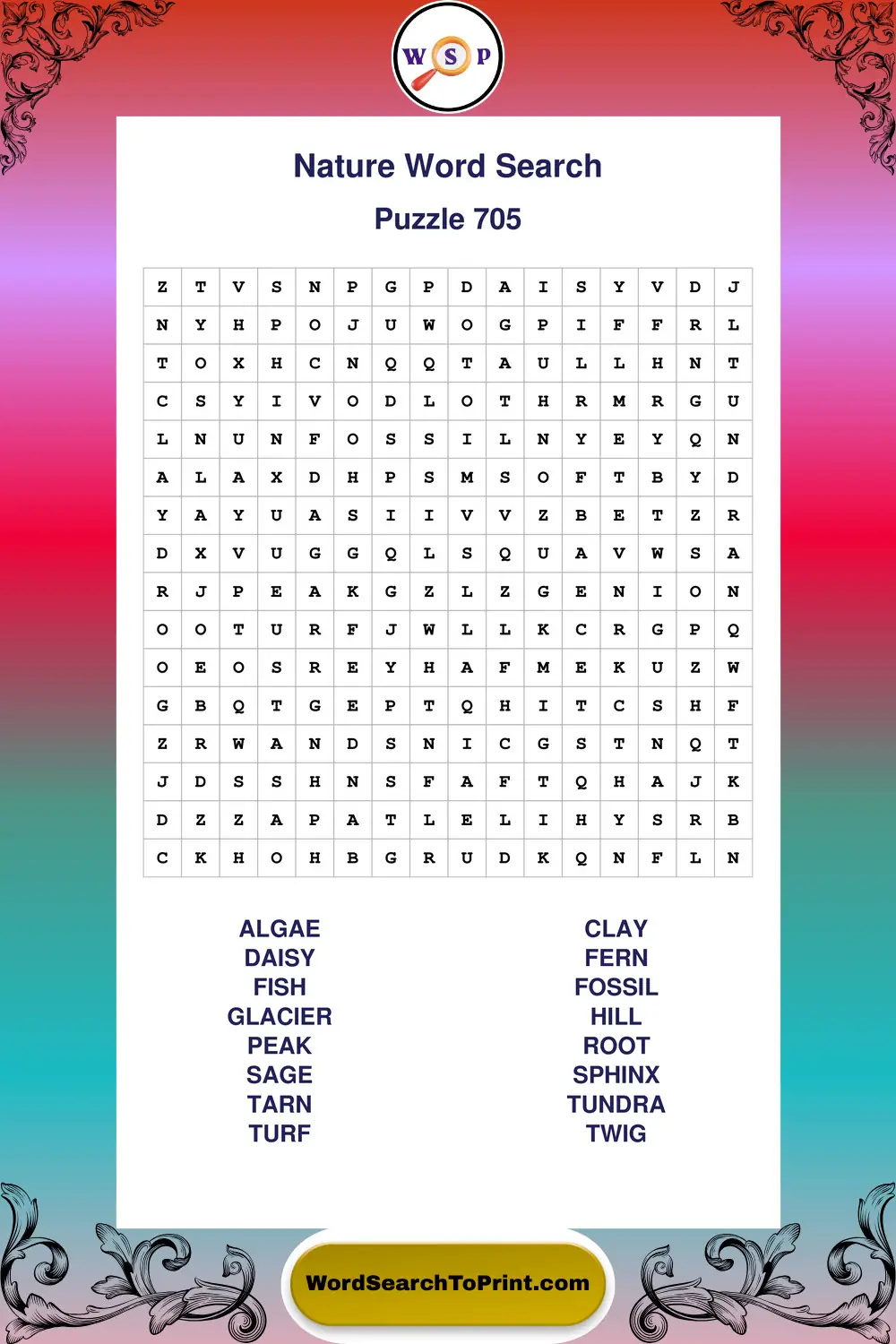 Nature Word Search Puzzle 705
