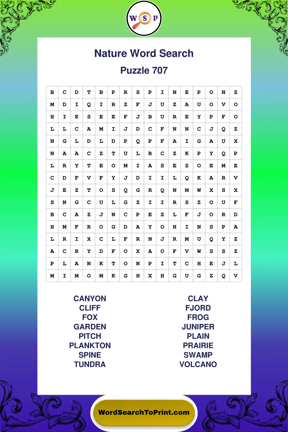 Nature Word Search Puzzle 707