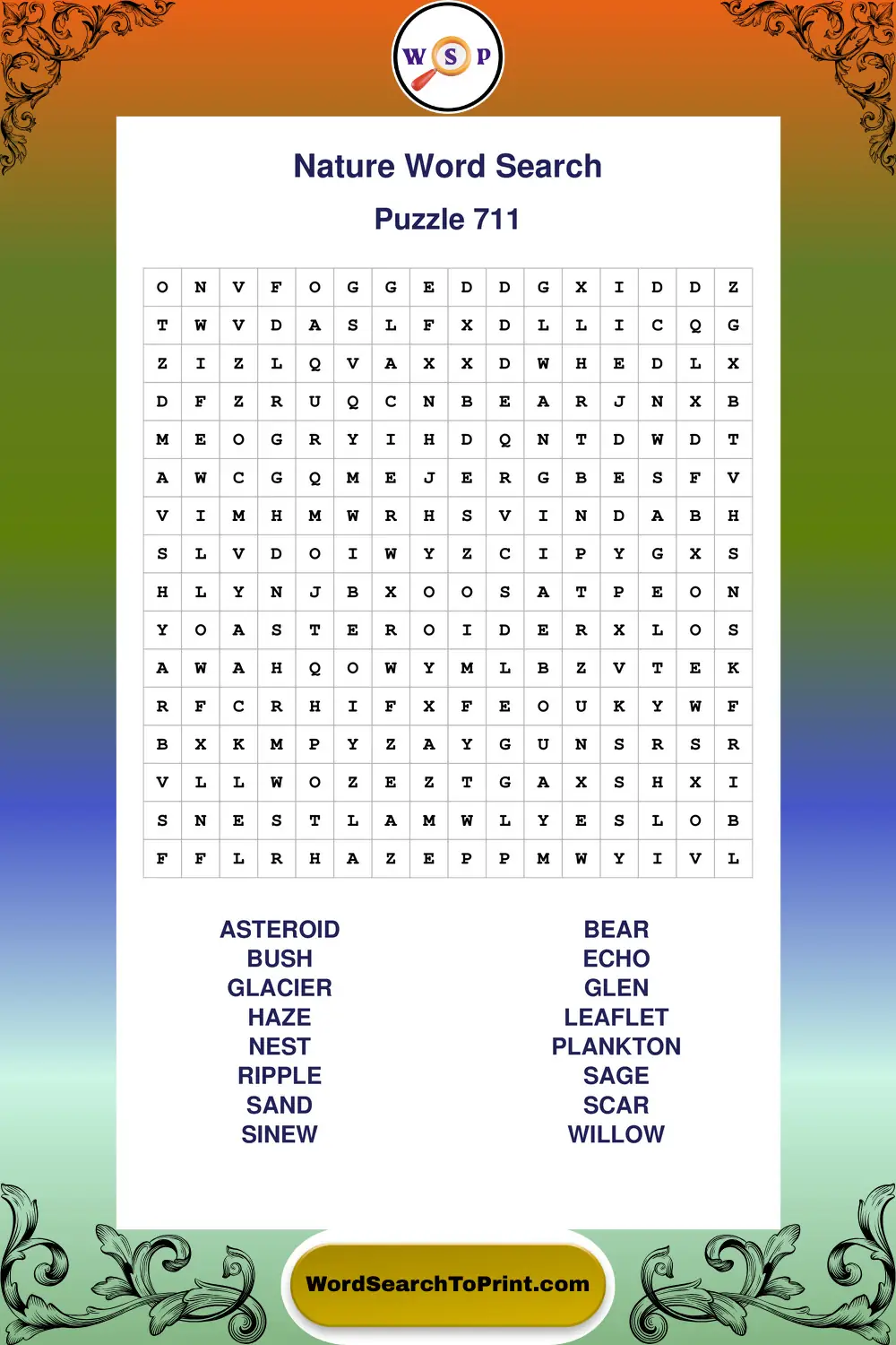 Nature Word Search Puzzle 711
